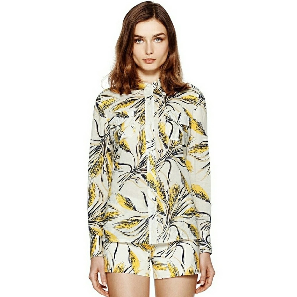 Tory Burch Brigitte Floral Button Down Blouse Top